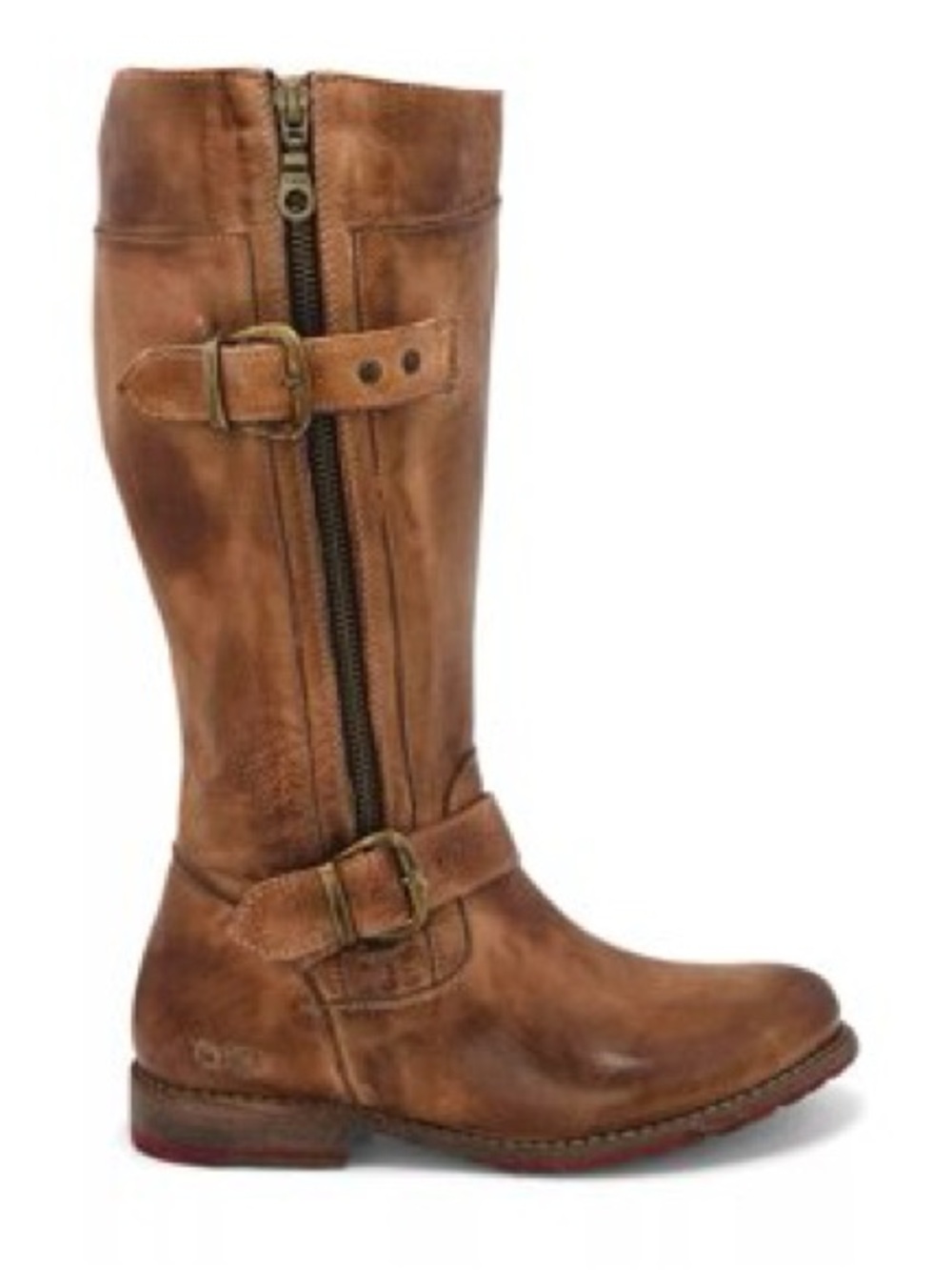BED|STU Go Go Lug Brown Distressed Leather Calf High Buckle Boots
